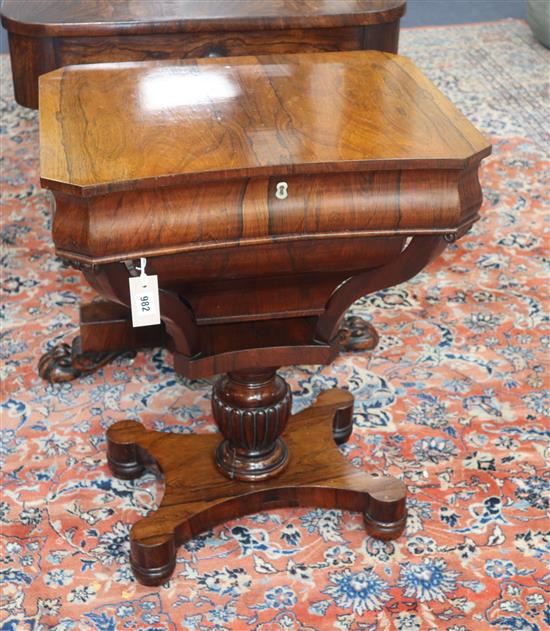 A mid 19th century French rosewood work table W.57cm